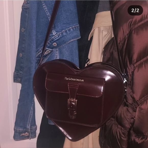 Dr. Martens, Vegan, Heart Shaped Bag / Backpack (Color Cherry Red Arcadia) - Picture 7 of 9